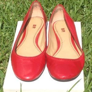 BP. Fire engine red patent leather flats