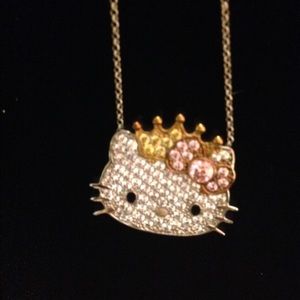 Hello kitty swarovski crystal necklace with ring