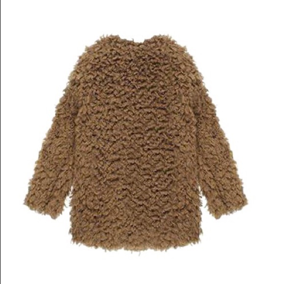 Camel-colored looped fuzzy fur coat - Picture 3 of 4