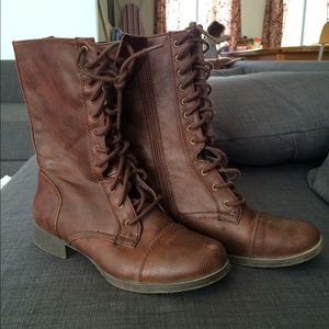Lace up, Side Zip brown Combat Boot