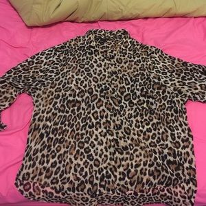 H & M button down cheetah shirt