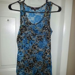 Lace blue leopard print shirt