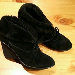 B. Makowsky black suede ankle boots
