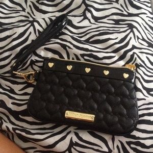black leather hand bag