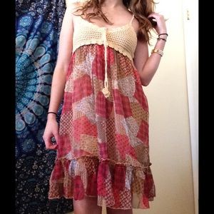 Patchwork and woven bust dress