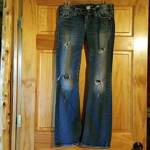 Silver distressed jeans