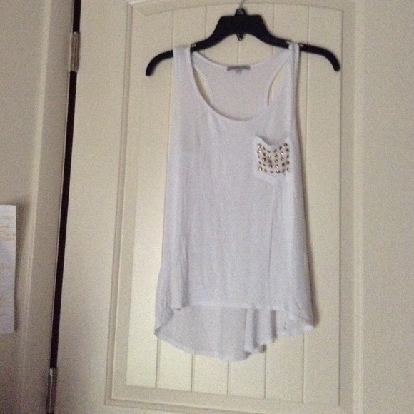 White Tank top with a studded pocket
