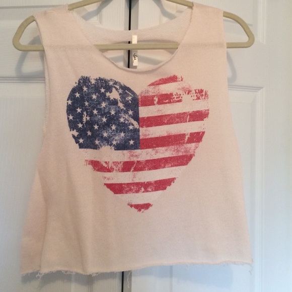 American Flag Cropped Tank Top Size Small
