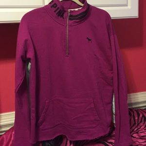 Curved Hem Half Zip Pullover