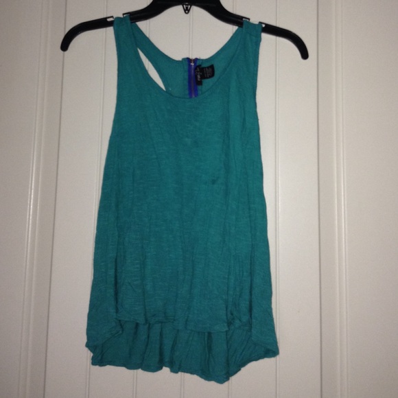 Teal Zipper back tunic tank