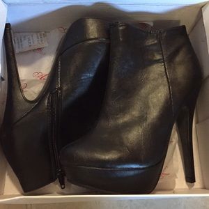 Black Faux Leather Ankle Boots