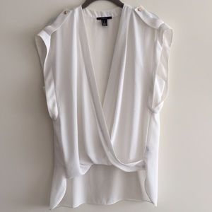 Crossover white deep v-neck top.