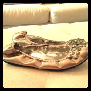 Jessica Simpson silver metallic flats w- studs