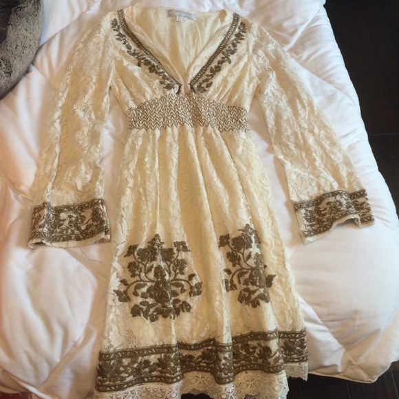 Beige and brown lace dress