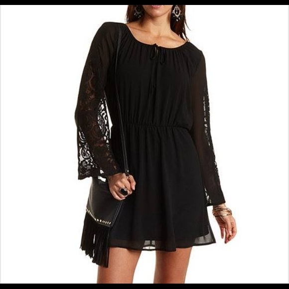 Skater dress with lace sleeves S,M