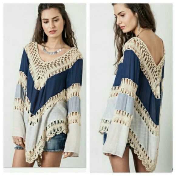 Tops - BOHO CROCHET V-NECK TOP