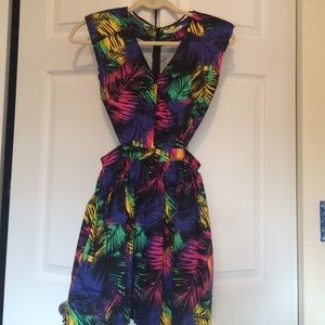 Nastygal Cutout Dress with Colored Leaf print