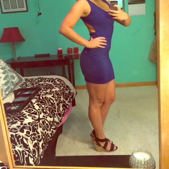 Blue body con dress