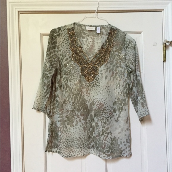 Talbots loose patterned blouse
