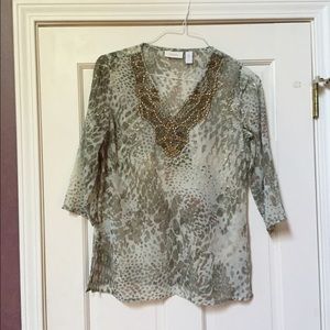 Talbots loose patterned blouse