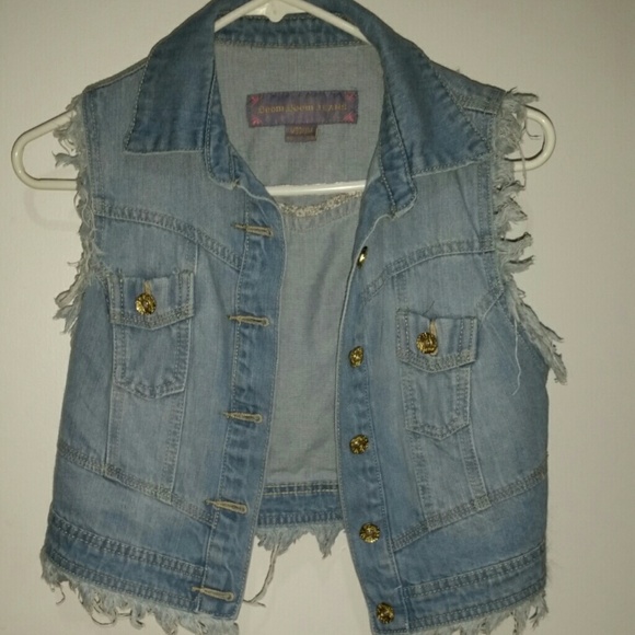 Frayed jean vest