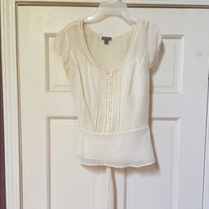 Ann Taylor short sleeve blouse w/ fabric belt