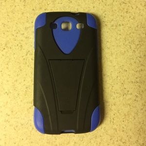 Samsung Galaxy S3 black and blue case with stand