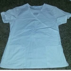 2 white scrub tops