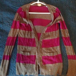 Gray and purple cardigan worn once