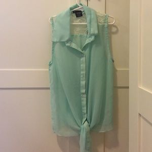 Cute mint sheer top!