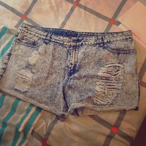 Acid wash shorts