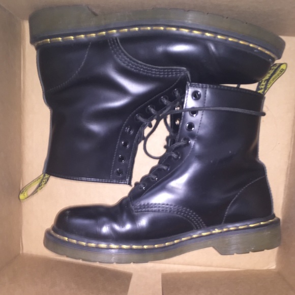 black shiny Doc Martens