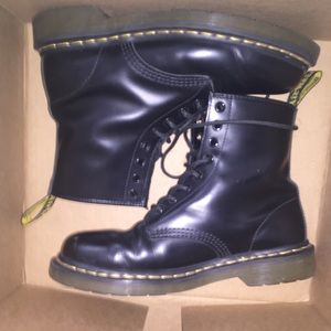 black shiny Doc Martens