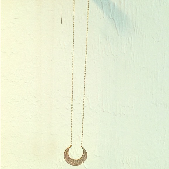 Gold Banana Republic crystal crescent necklace