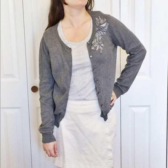 Gray Embellished Cardigan