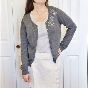 Gray Embellished Cardigan