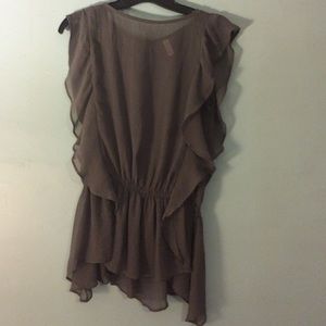 Grey ruffle blouse