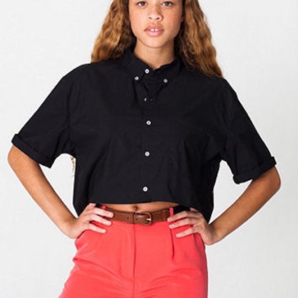 NWOT American Apparel Cropped Button Down