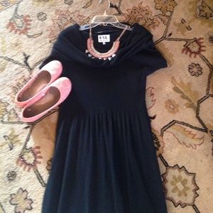 Black knit, cowl neck, mid calf length dress sz 1X