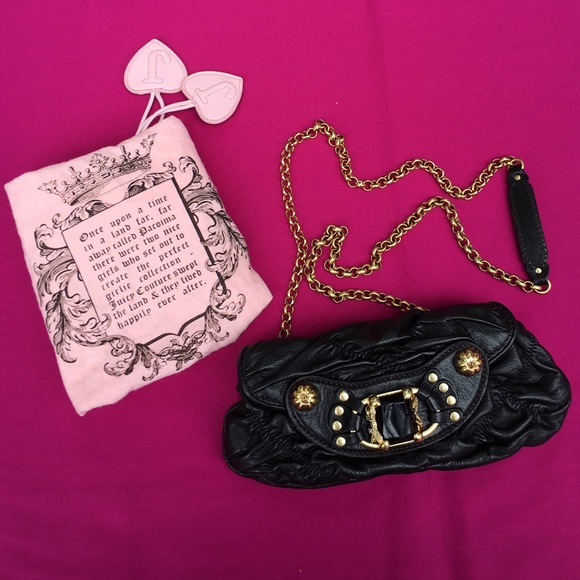 Juicy Couture Handbags - Black leather Juicy Couture evening bag with chain