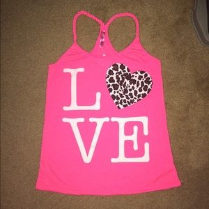 Neon pink LOVE tank!