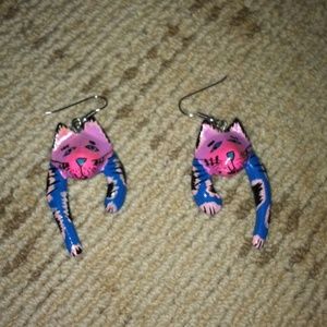 Multicolored cat earrings
