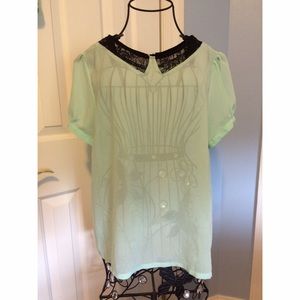 Lace mint blouse
