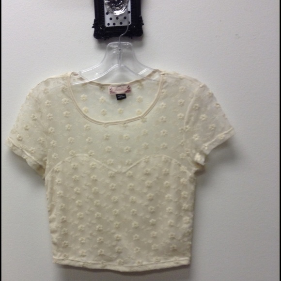 Cream Daisy Mesh Illusion Top