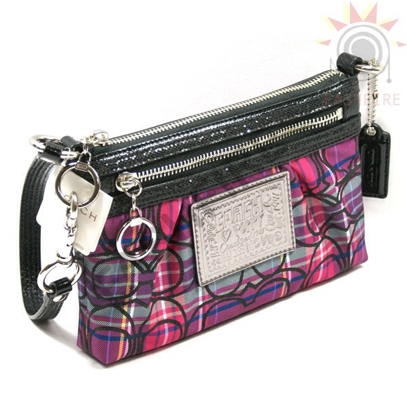 Coach poppy limited edition tartan clutch/wristlet