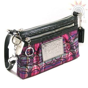 Coach poppy limited edition tartan clutch/wristlet