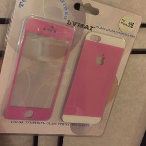 Pink tempered glass kit for iPhone 5/5s