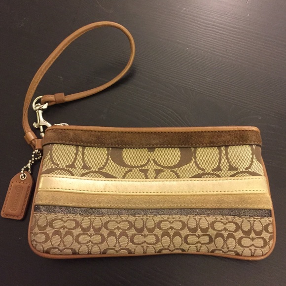 COACH wristlet brown/gold/monogram