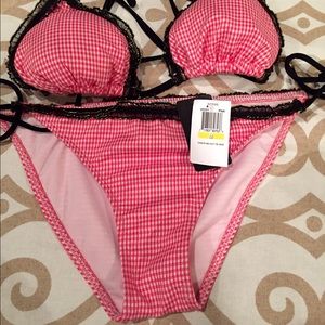 New! Gingham print bikini in dark watermelon