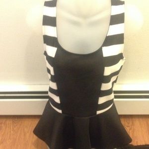 Black and white peplum